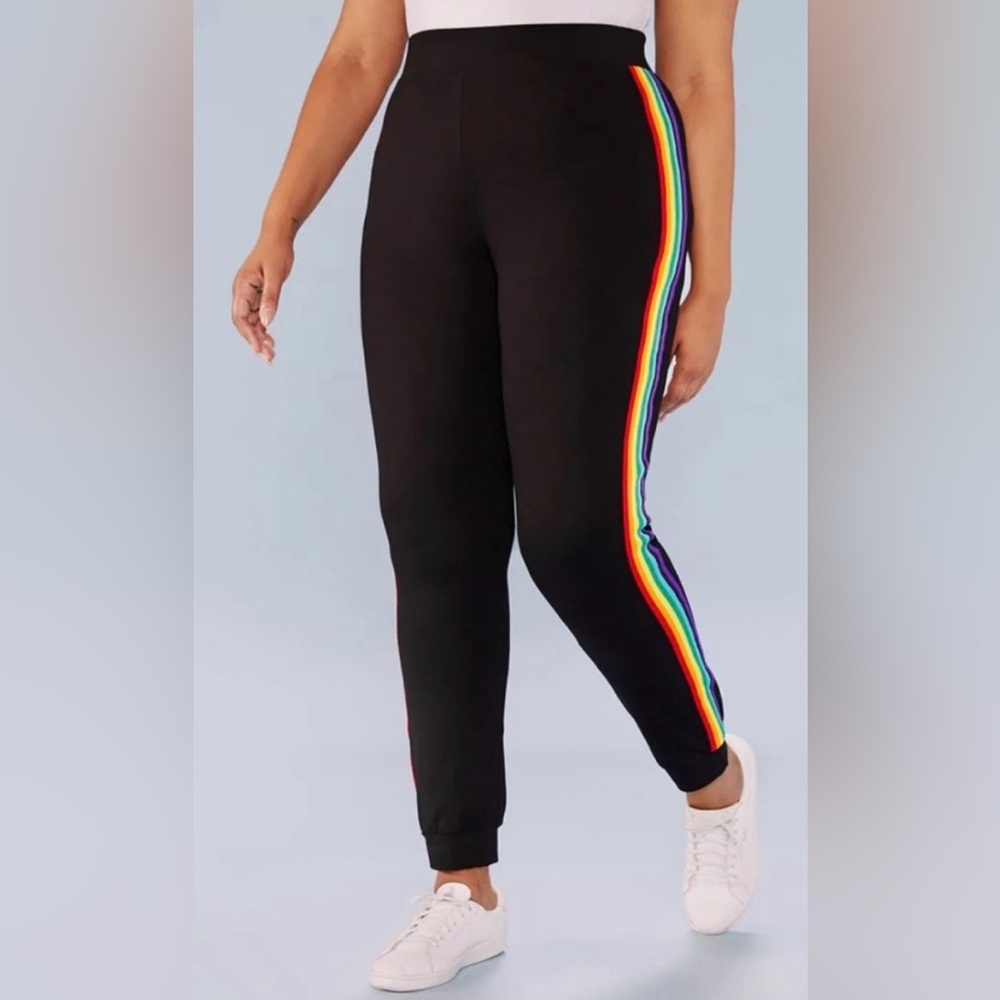 ModCloth x collectif Black Rainbow Joggers Size Medium